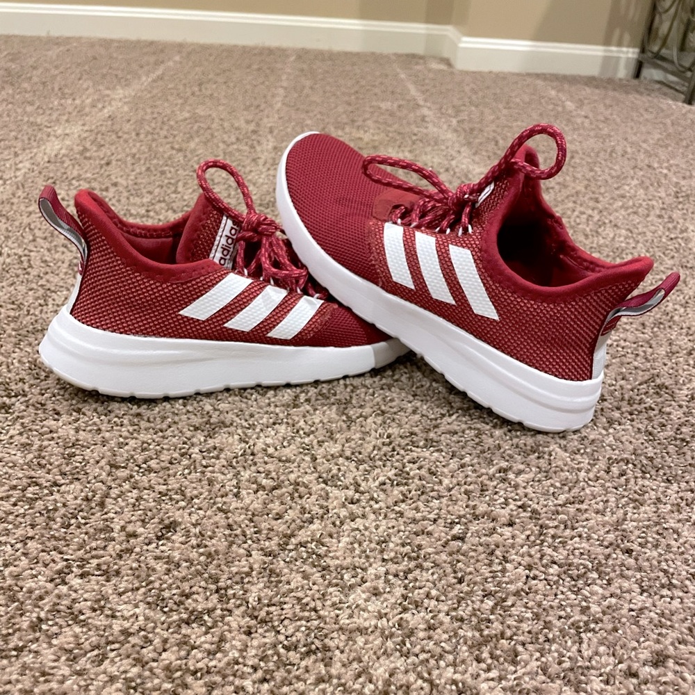 Women’s adidas crimson red and white cloud form running shoes size 8 1/2